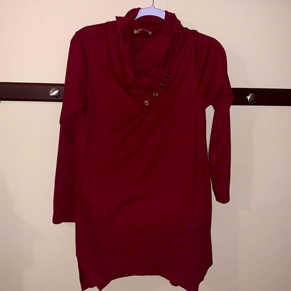 Maroon long sleeve maternity shirt